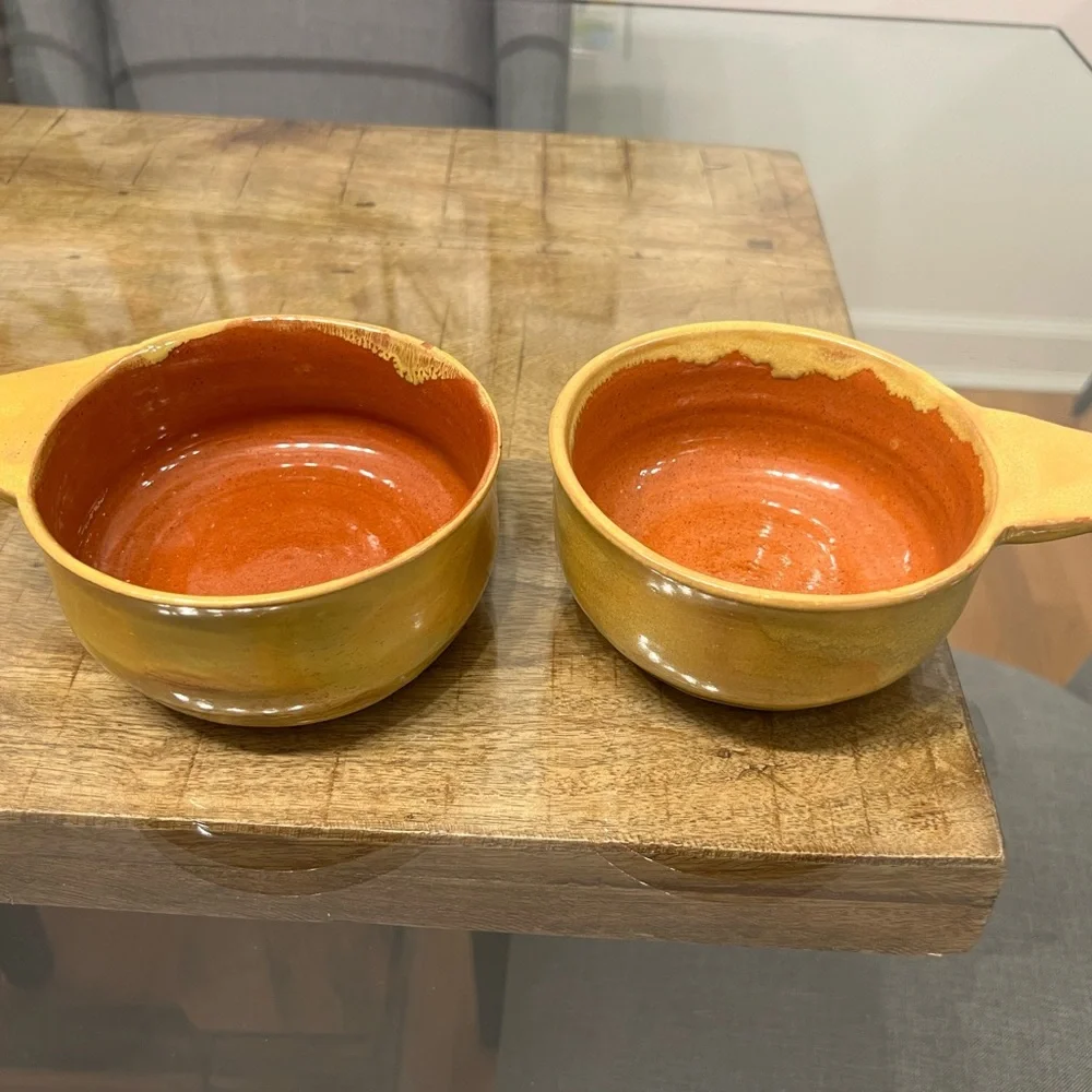 - 2 brown country hills pottery bowls dish